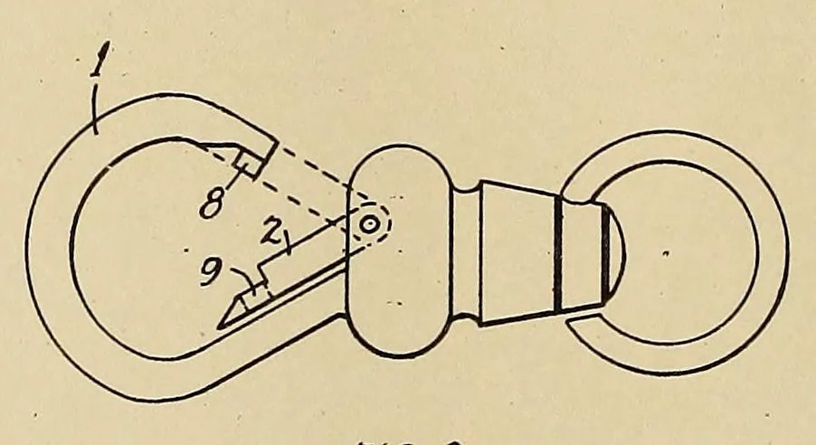 An illustration from U.S. patents covering time keeping mechanisms, 1923, leaf 336