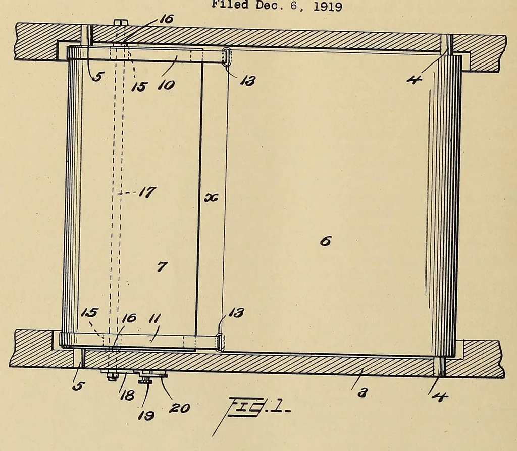 An illustration from U.S. patents covering time keeping mechanisms, 1923, leaf 464