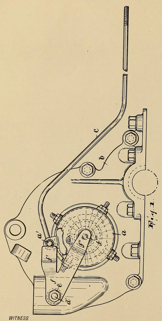 An illustration from U.S. patents covering time keeping mechanisms, 1923, leaf 802