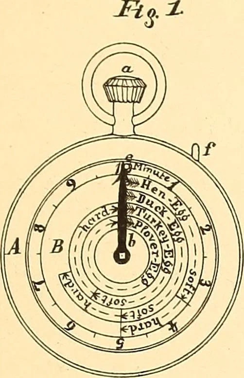An illustration from U.S. patents covering time keeping mechanisms, 1892, leaf 100