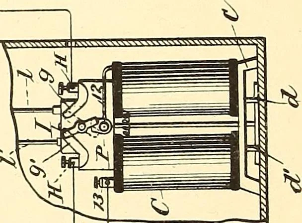 An illustration from U.S. patents covering time keeping mechanisms, 1892, leaf 149