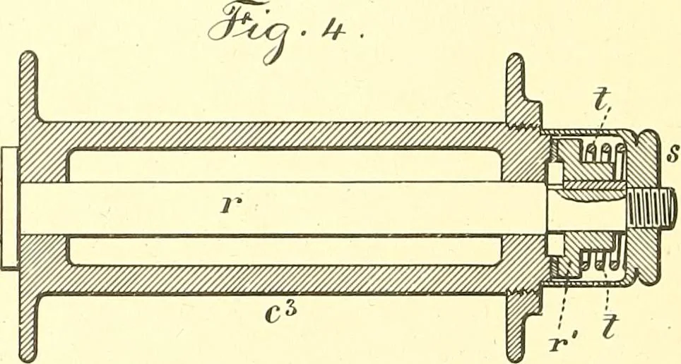 An illustration from U.S. patents covering time keeping mechanisms, 1892, leaf 163