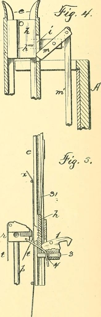 An illustration from U.S. patents covering time keeping mechanisms, 1892, leaf 275
