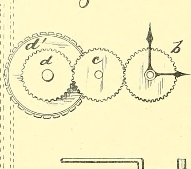 An illustration from U.S. patents covering time keeping mechanisms, 1892, leaf 279