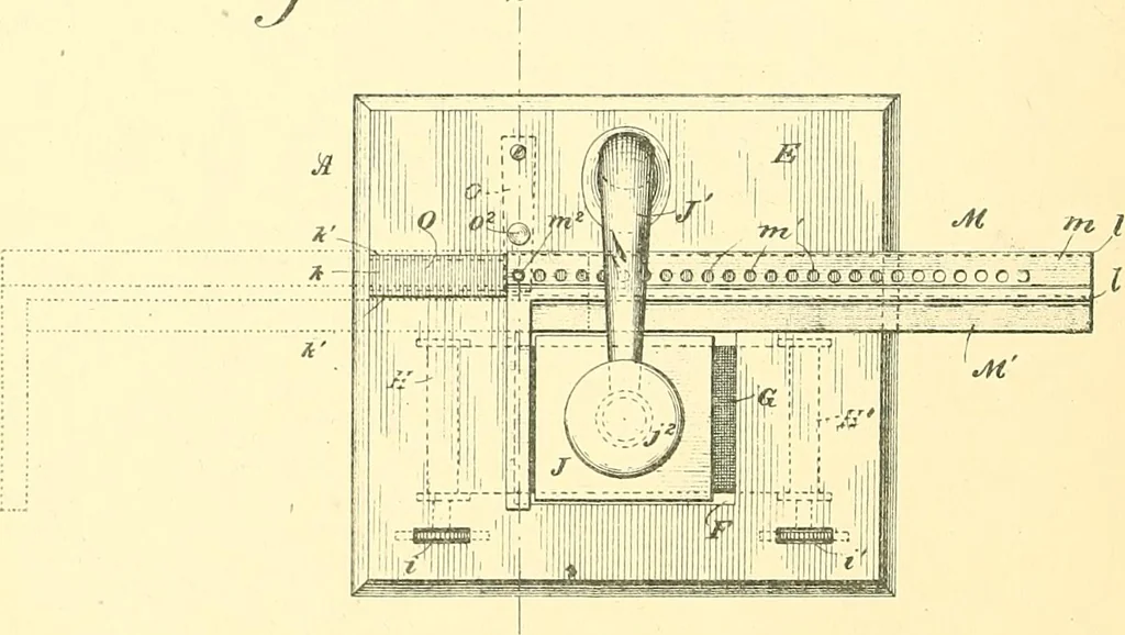 An illustration from U.S. patents covering time keeping mechanisms, 1892, leaf 351