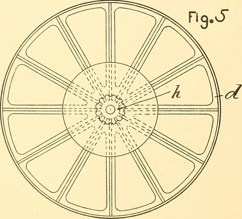 An illustration from U.S. patents covering time keeping mechanisms, 1892, leaf 375