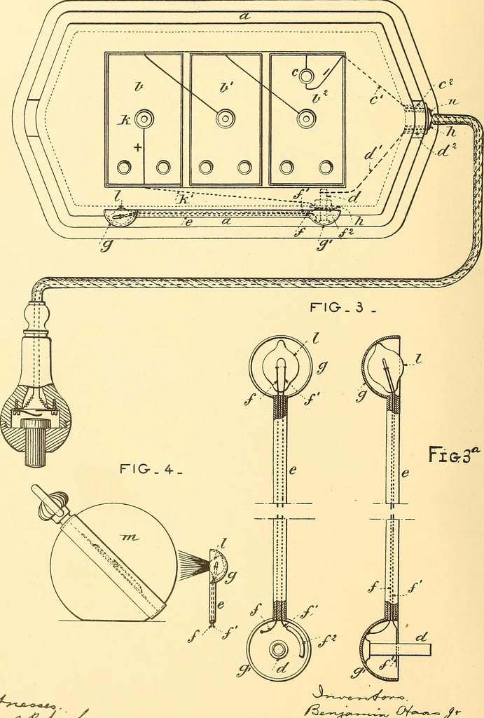 An illustration from U.S. patents covering time keeping mechanisms, 1892, leaf 401