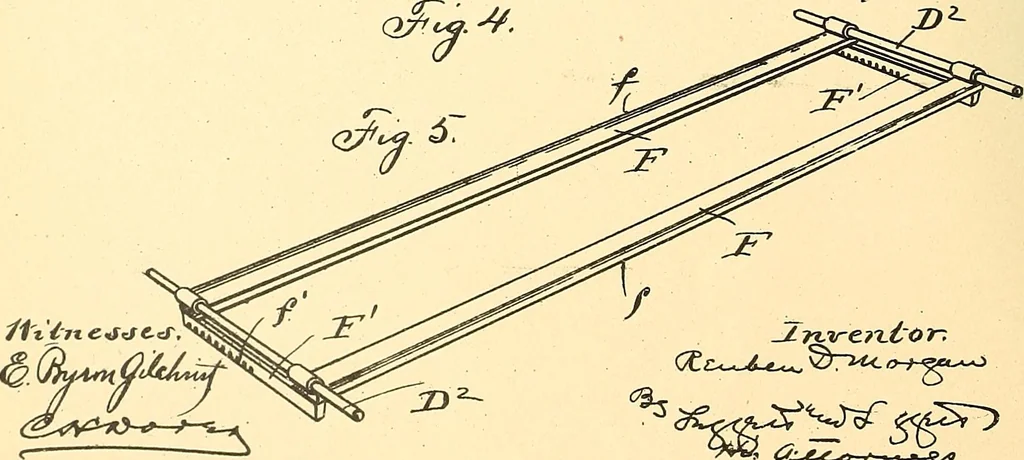 An illustration from U.S. patents covering time keeping mechanisms, 1892, leaf 429