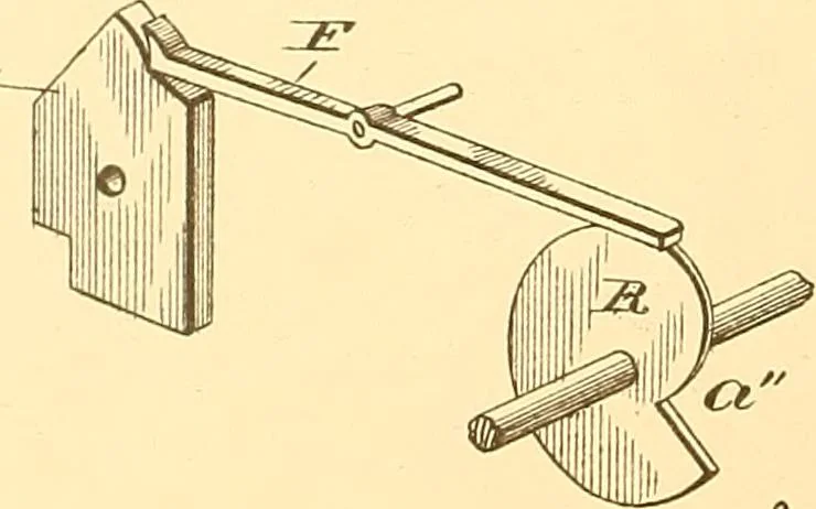 An illustration from U.S. patents covering time keeping mechanisms, 1892, leaf 521