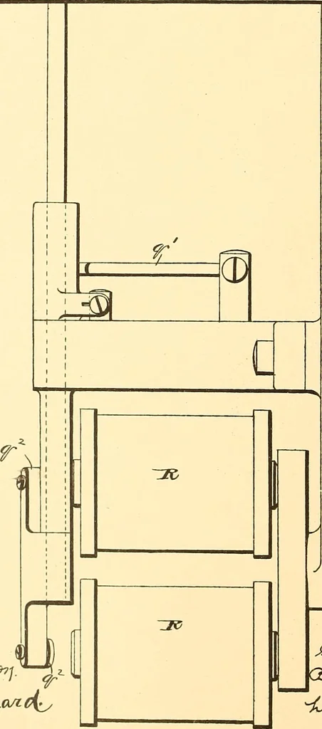 An illustration from U.S. patents covering time keeping mechanisms, 1892, leaf 541