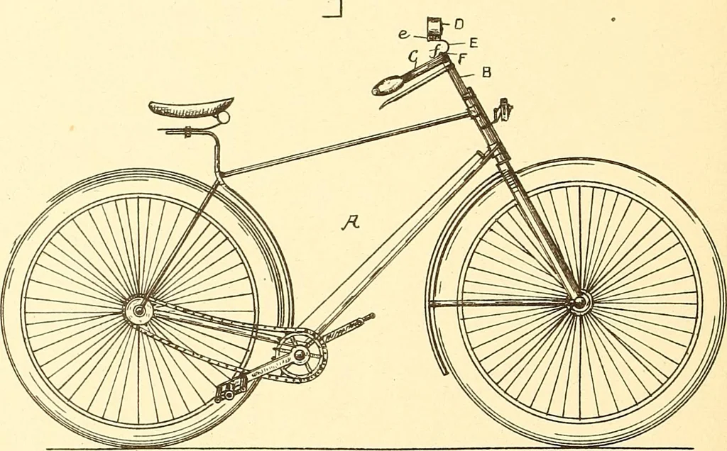 An illustration from U.S. patents covering time keeping mechanisms, 1892, leaf 605