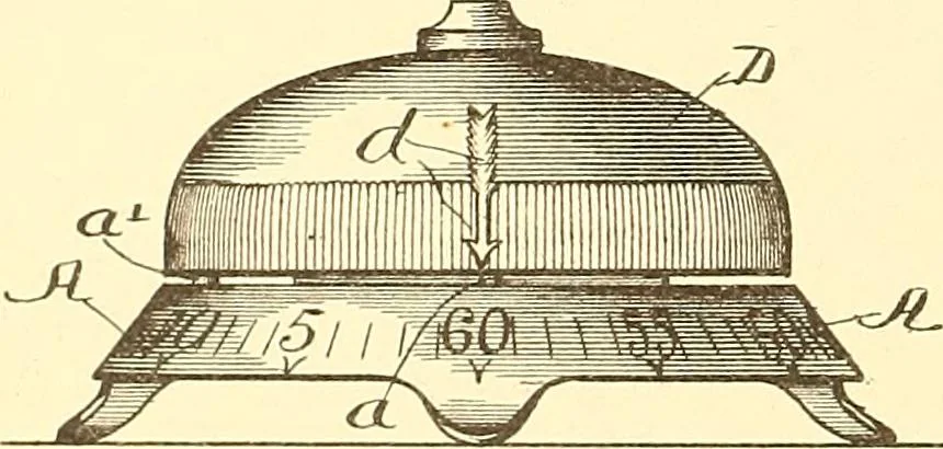 An illustration from U.S. patents covering time keeping mechanisms, 1892, leaf 609