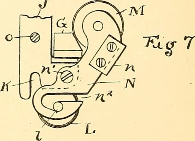An illustration from U.S. patents covering time keeping mechanisms, 1892, leaf 727
