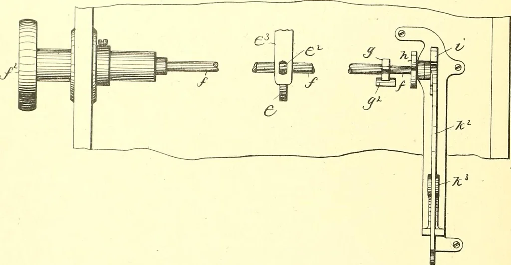 An illustration from U.S. patents covering time keeping mechanisms, 1892, leaf 75
