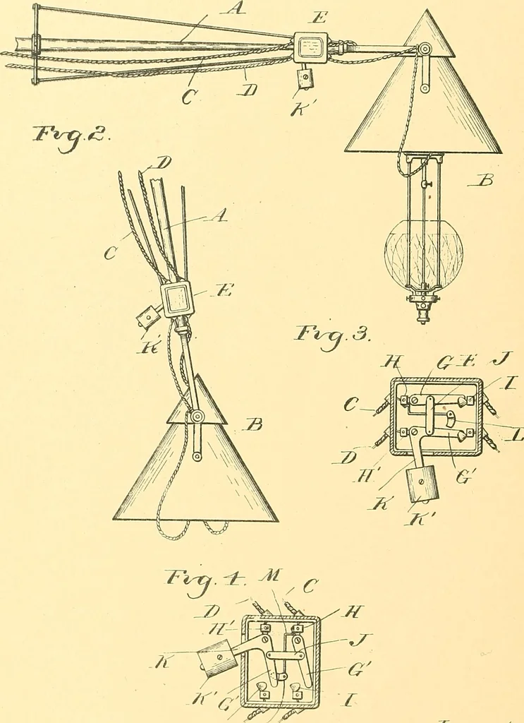 An illustration from U.S. patents covering time keeping mechanisms, 1892, leaf 767