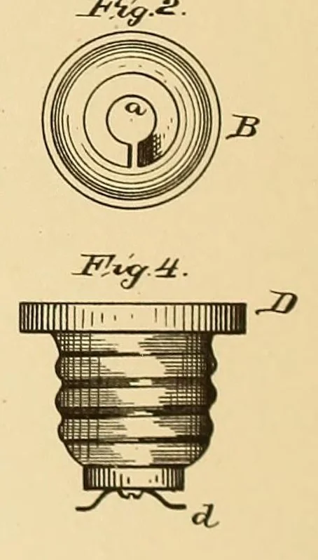 An illustration from U.S. patents issued to Thomas A. Edison from 1883-88, 1900, leaf 428