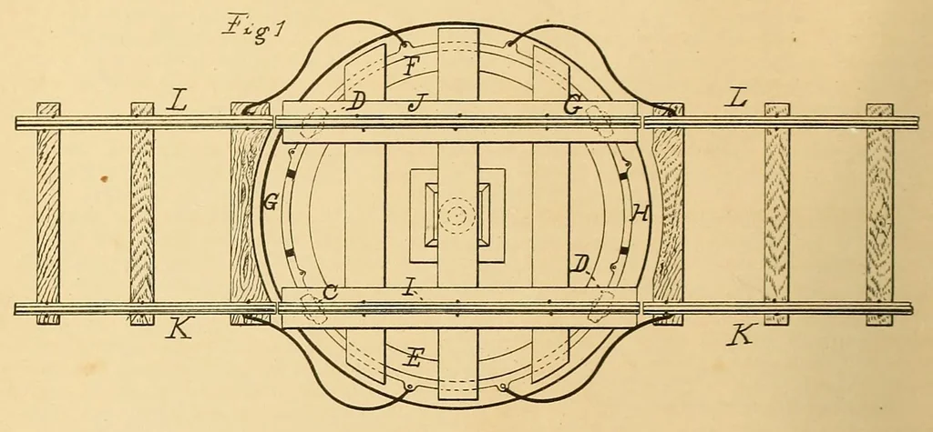 An illustration from U.S. patents issued to Thomas A. Edison from 1883-88, 1900, leaf 48
