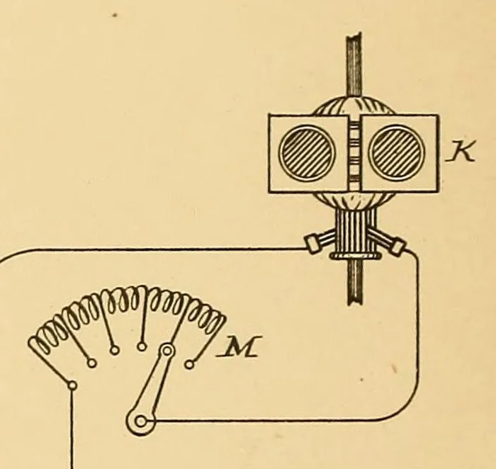An illustration from U.S. patents issued to Thomas A. Edison from 1883-88, 1900, leaf 608
