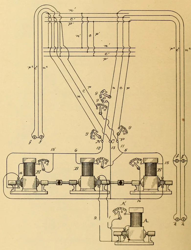 An illustration from U.S. patents issued to Thomas A. Edison from 1883-88, 1900, leaf 658