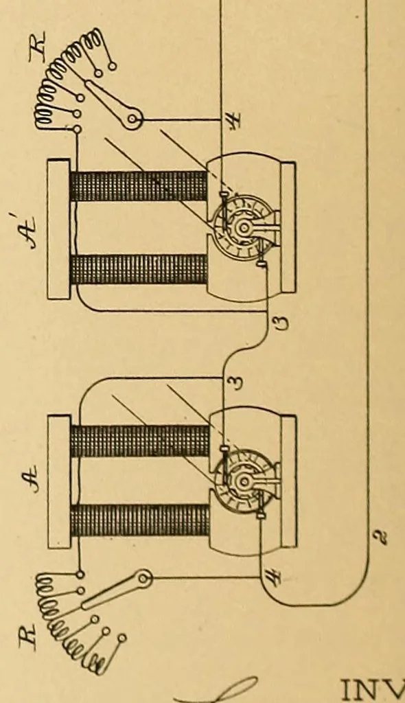 An illustration from U.S. patents issued to Thomas A. Edison from 1883-88, 1900, leaf 698