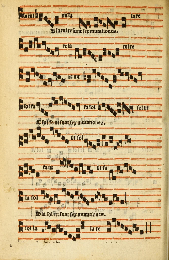 An illustration from Utilissime musicales regule necessitate plaini cantus simplicis contrapuncti: rerum factarum tonozum vsualium: nec non artis accentuandi tam speculatiue practice: accriori lima mundate, 1526, leaf 18