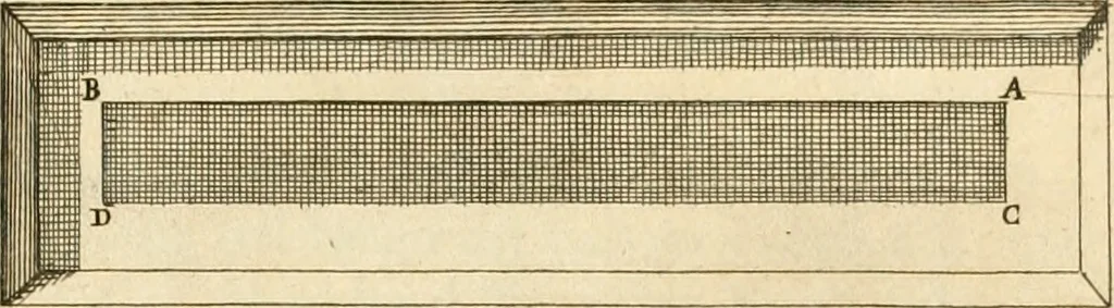 An illustration from Utilissimo trattato dell'acque correnti : diviso in tre libri : nel quale si notificano le misure, ed esperienze di esse : i giuochi, e scherzi, li quali per mezzo dell'aria, e del fuoco, vengono operati dall'acqua : con diversi necessarii ammaestramenti intorno al modo di far condotti, fistole, bottini, ed altro, per condurre l'acque ne' luoghi destinati : con una esatta notizia di tutto quello, ch'è stato operato intorno alla conduttura dell' acqua di Bracciano, 1696, leaf 102