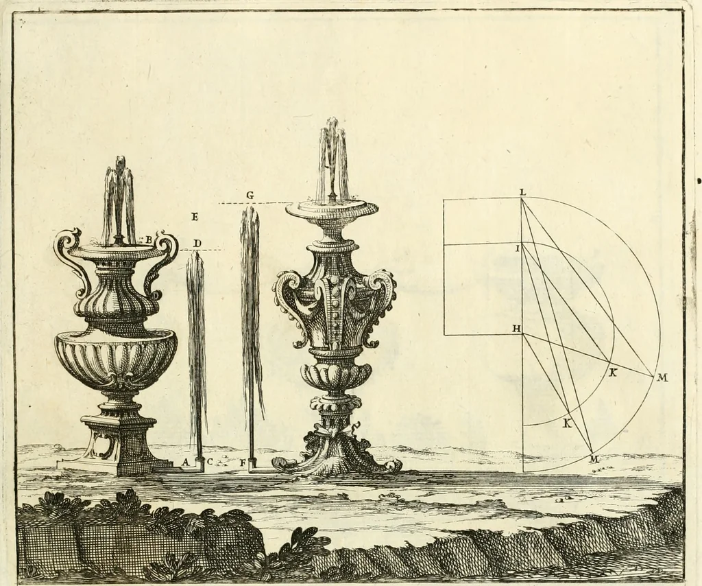 An illustration from Utilissimo trattato dell'acque correnti : diviso in tre libri : nel quale si notificano le misure, ed esperienze di esse : i giuochi, e scherzi, li quali per mezzo dell'aria, e del fuoco, vengono operati dall'acqua : con diversi necessarii ammaestramenti intorno al modo di far condotti, fistole, bottini, ed altro, per condurre l'acque ne' luoghi destinati : con una esatta notizia di tutto quello, ch'è stato operato intorno alla conduttura dell' acqua di Bracciano, 1696, leaf 120