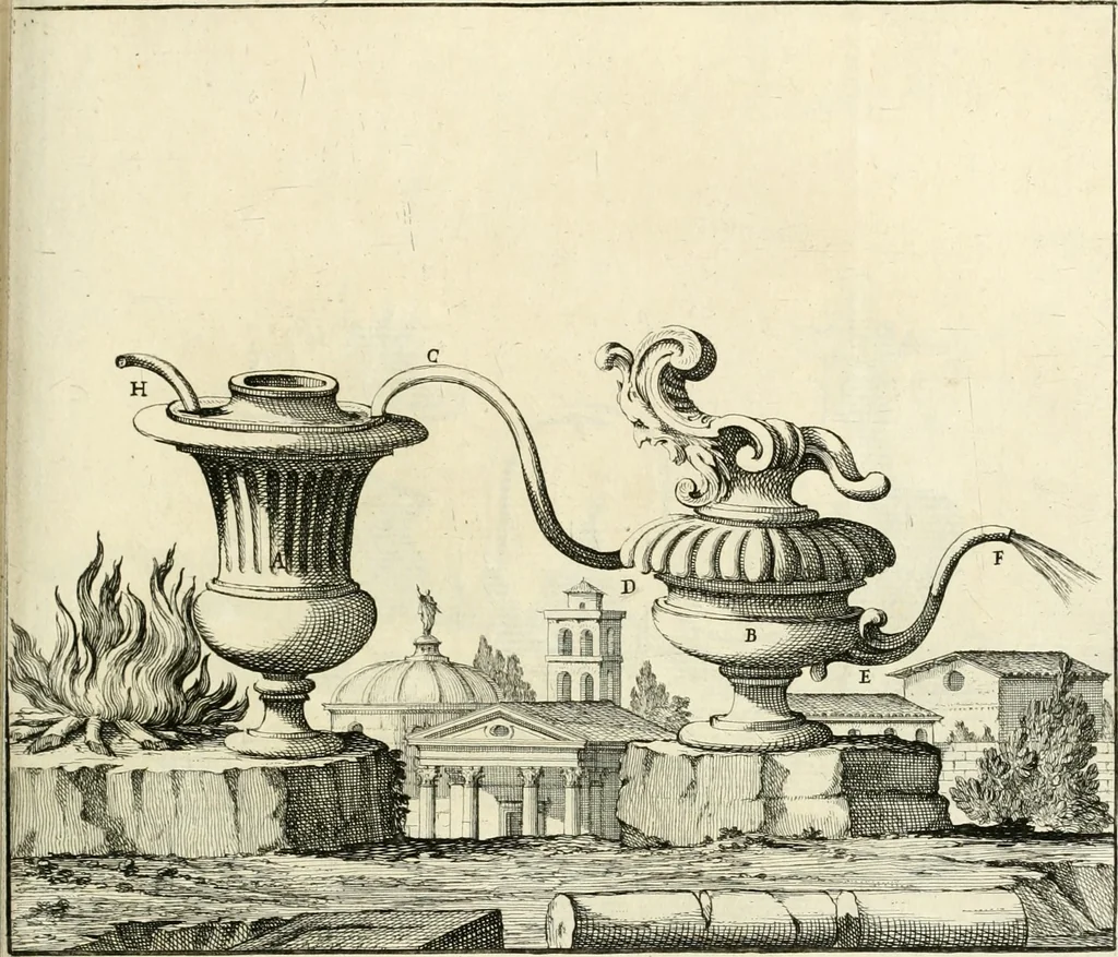 An illustration from Utilissimo trattato dell'acque correnti : diviso in tre libri : nel quale si notificano le misure, ed esperienze di esse : i giuochi, e scherzi, li quali per mezzo dell'aria, e del fuoco, vengono operati dall'acqua : con diversi necessarii ammaestramenti intorno al modo di far condotti, fistole, bottini, ed altro, per condurre l'acque ne' luoghi destinati : con una esatta notizia di tutto quello, ch'è stato operato intorno alla conduttura dell' acqua di Bracciano, 1696, leaf 136