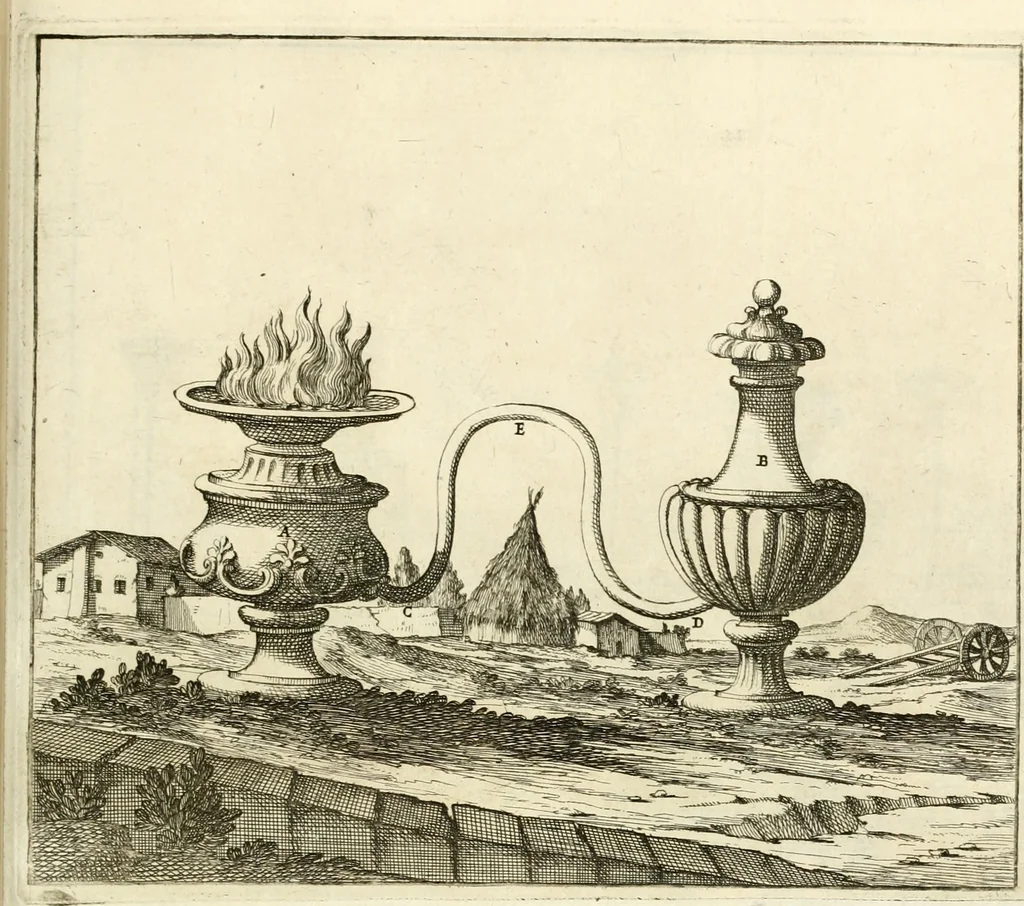 An illustration from Utilissimo trattato dell'acque correnti : diviso in tre libri : nel quale si notificano le misure, ed esperienze di esse : i giuochi, e scherzi, li quali per mezzo dell'aria, e del fuoco, vengono operati dall'acqua : con diversi necessarii ammaestramenti intorno al modo di far condotti, fistole, bottini, ed altro, per condurre l'acque ne' luoghi destinati : con una esatta notizia di tutto quello, ch'è stato operato intorno alla conduttura dell' acqua di Bracciano, 1696, leaf 138