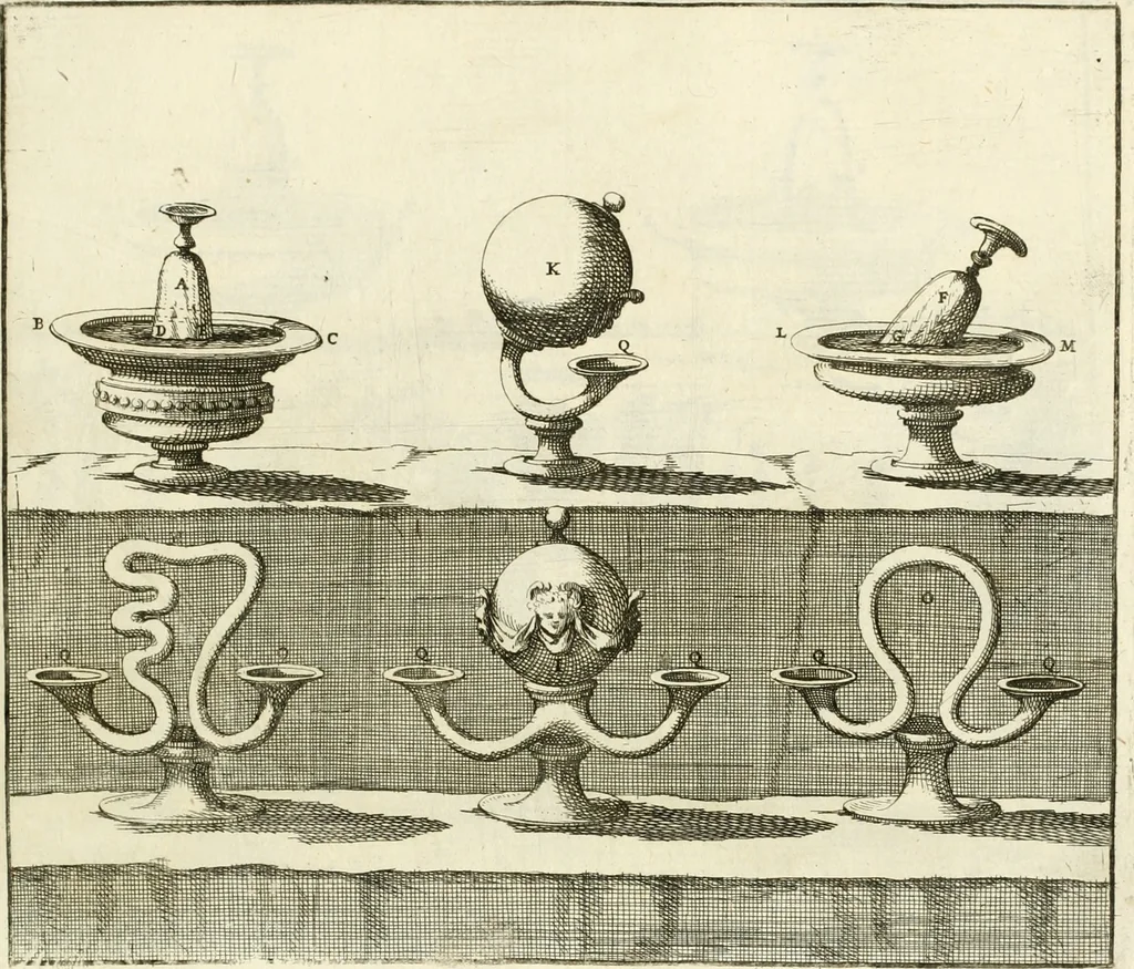 An illustration from Utilissimo trattato dell'acque correnti : diviso in tre libri : nel quale si notificano le misure, ed esperienze di esse : i giuochi, e scherzi, li quali per mezzo dell'aria, e del fuoco, vengono operati dall'acqua : con diversi necessarii ammaestramenti intorno al modo di far condotti, fistole, bottini, ed altro, per condurre l'acque ne' luoghi destinati : con una esatta notizia di tutto quello, ch'è stato operato intorno alla conduttura dell' acqua di Bracciano, 1696, leaf 142