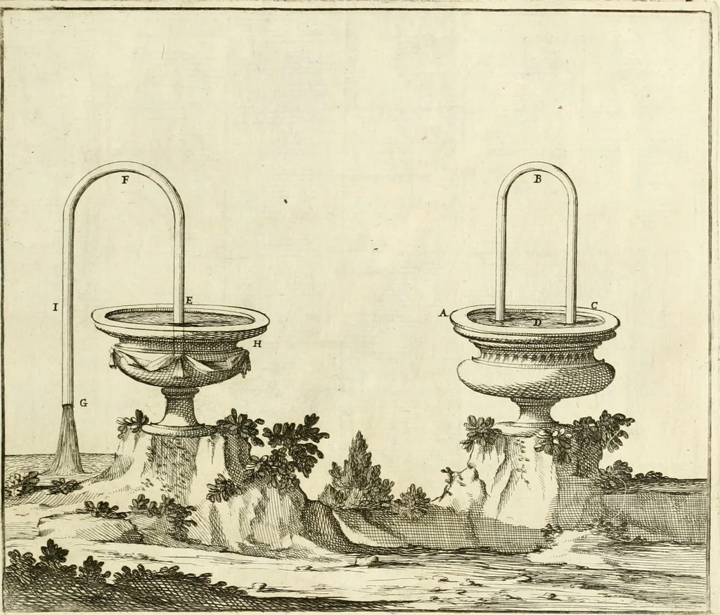 An illustration from Utilissimo trattato dell'acque correnti : diviso in tre libri : nel quale si notificano le misure, ed esperienze di esse : i giuochi, e scherzi, li quali per mezzo dell'aria, e del fuoco, vengono operati dall'acqua : con diversi necessarii ammaestramenti intorno al modo di far condotti, fistole, bottini, ed altro, per condurre l'acque ne' luoghi destinati : con una esatta notizia di tutto quello, ch'è stato operato intorno alla conduttura dell' acqua di Bracciano, 1696, leaf 146