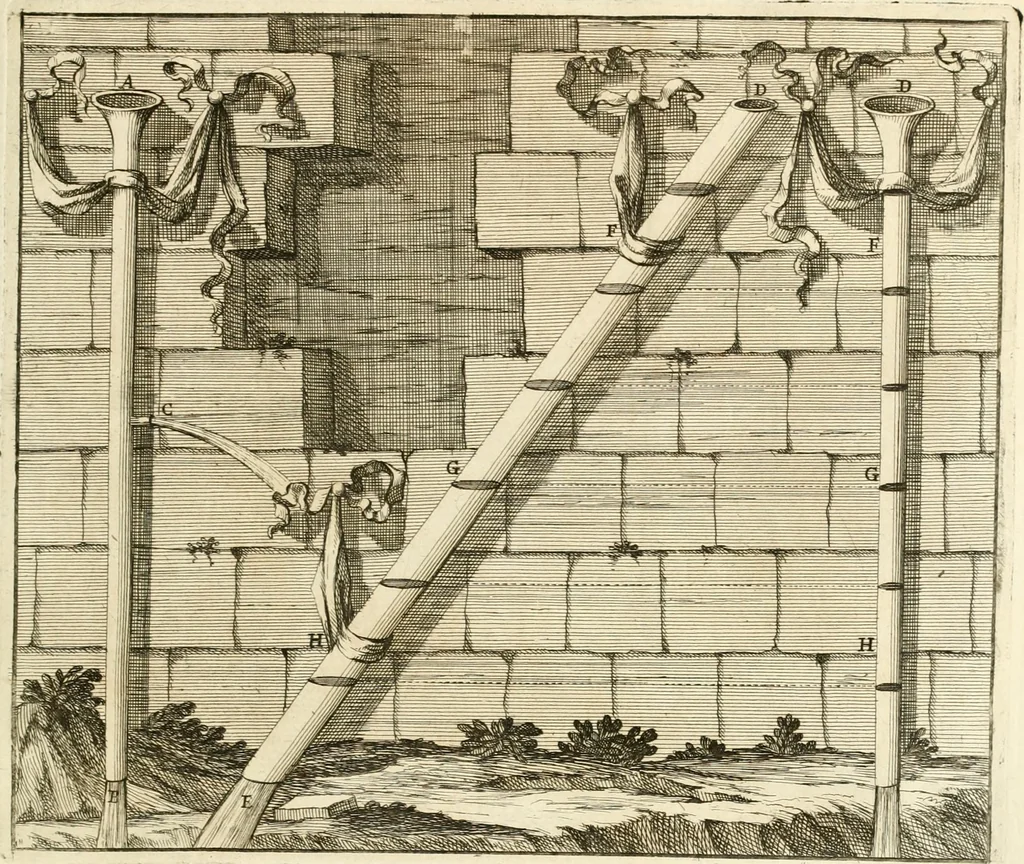 An illustration from Utilissimo trattato dell'acque correnti : diviso in tre libri : nel quale si notificano le misure, ed esperienze di esse : i giuochi, e scherzi, li quali per mezzo dell'aria, e del fuoco, vengono operati dall'acqua : con diversi necessarii ammaestramenti intorno al modo di far condotti, fistole, bottini, ed altro, per condurre l'acque ne' luoghi destinati : con una esatta notizia di tutto quello, ch'è stato operato intorno alla conduttura dell' acqua di Bracciano, 1696, leaf 148
