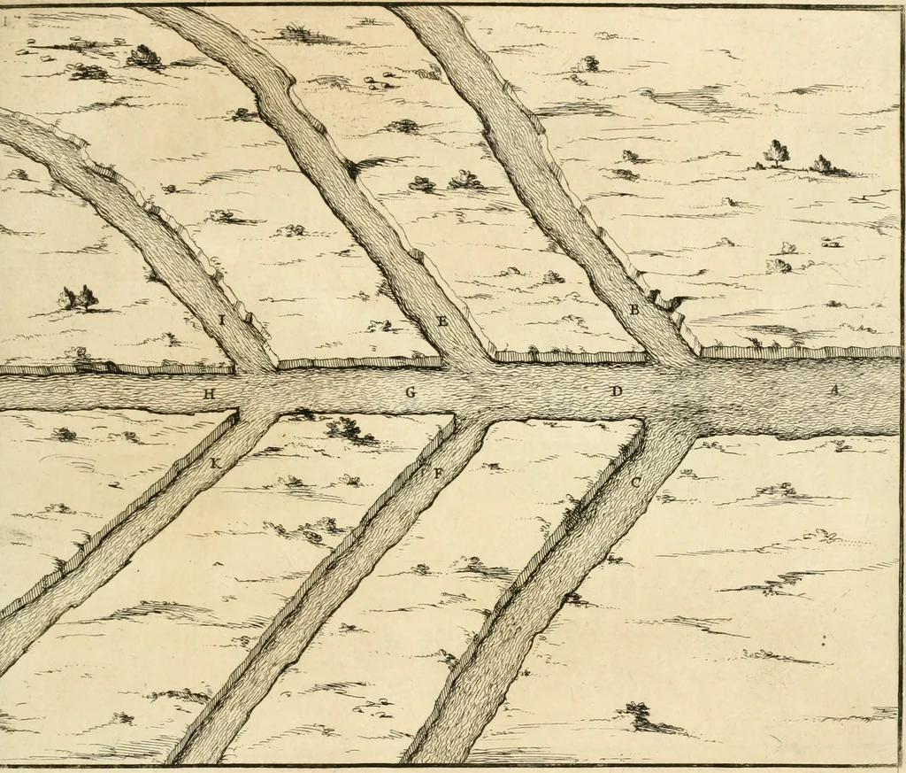 An illustration from Utilissimo trattato dell'acque correnti : diviso in tre libri : nel quale si notificano le misure, ed esperienze di esse : i giuochi, e scherzi, li quali per mezzo dell'aria, e del fuoco, vengono operati dall'acqua : con diversi necessarii ammaestramenti intorno al modo di far condotti, fistole, bottini, ed altro, per condurre l'acque ne' luoghi destinati : con una esatta notizia di tutto quello, ch'è stato operato intorno alla conduttura dell' acqua di Bracciano, 1696, leaf 64
