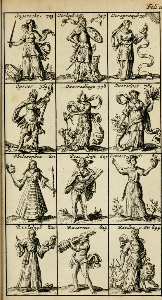 An illustration from Iconologia, of, Uytbeeldinge des verstands, 1717, leaf 200