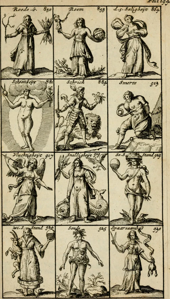 An illustration from Iconologia, of, Uytbeeldinge des verstands, 1717, leaf 228