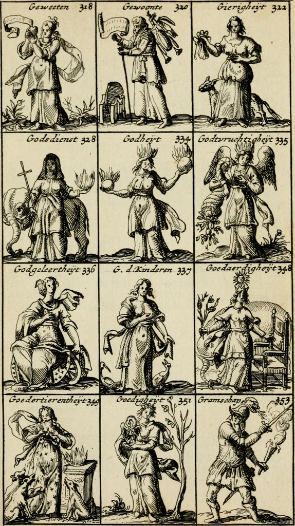 An illustration from Iconologia, of, Uytbeeldinge des verstands, 1717, leaf 98