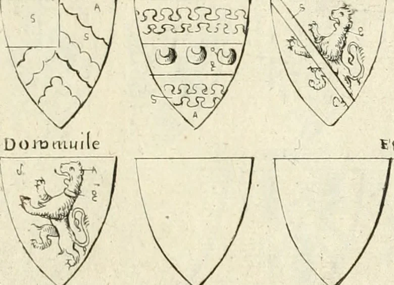 An illustration from The vale-royall of England, or, The county palatine of Chester illustrated : wherein is contained a geographical and historical description of that famous county, with all its hundreds and seats of the nobility, gentry, and freeholders, its rivers, towns, castles, buildings ancient and modern : adorned with maps and prospects, and the coats of arms belonging to every individual family of the whole county, 1656, leaf 136