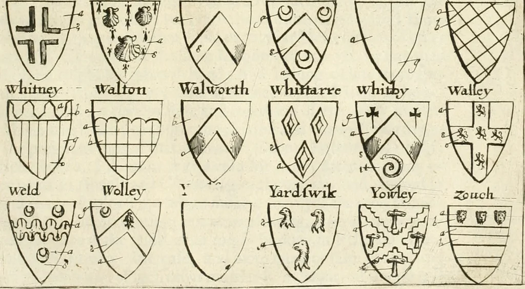 An illustration from The vale-royall of England, or, The county palatine of Chester illustrated : wherein is contained a geographical and historical description of that famous county, with all its hundreds and seats of the nobility, gentry, and freeholders, its rivers, towns, castles, buildings ancient and modern : adorned with maps and prospects, and the coats of arms belonging to every individual family of the whole county, 1656, leaf 150