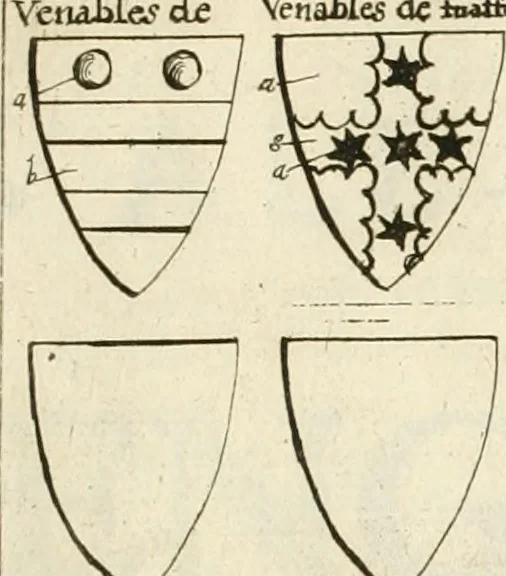 An illustration from The vale-royall of England, or, The county palatine of Chester illustrated : wherein is contained a geographical and historical description of that famous county, with all its hundreds and seats of the nobility, gentry, and freeholders, its rivers, towns, castles, buildings ancient and modern : adorned with maps and prospects, and the coats of arms belonging to every individual family of the whole county, 1656, leaf 150