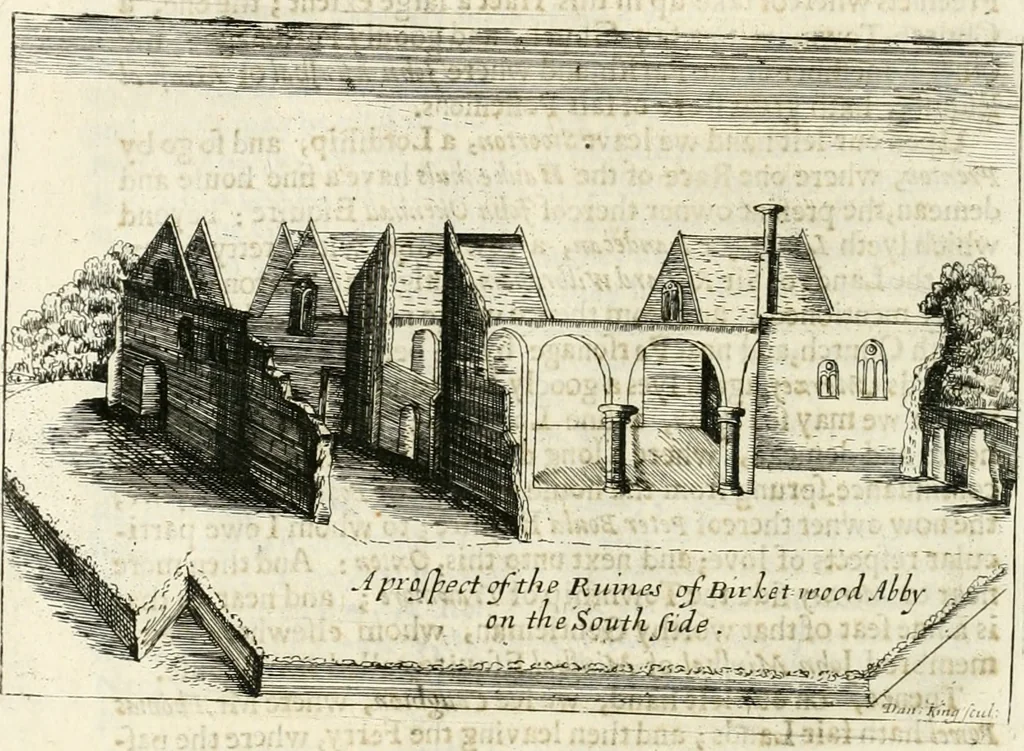 An illustration from The vale-royall of England, or, The county palatine of Chester illustrated : wherein is contained a geographical and historical description of that famous county, with all its hundreds and seats of the nobility, gentry, and freeholders, its rivers, towns, castles, buildings ancient and modern : adorned with maps and prospects, and the coats of arms belonging to every individual family of the whole county, 1656, leaf 275