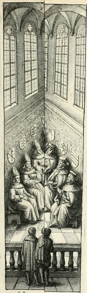 An illustration from The vale-royall of England, or, The county palatine of Chester illustrated : wherein is contained a geographical and historical description of that famous county, with all its hundreds and seats of the nobility, gentry, and freeholders, its rivers, towns, castles, buildings ancient and modern : adorned with maps and prospects, and the coats of arms belonging to every individual family of the whole county, 1656, leaf 286