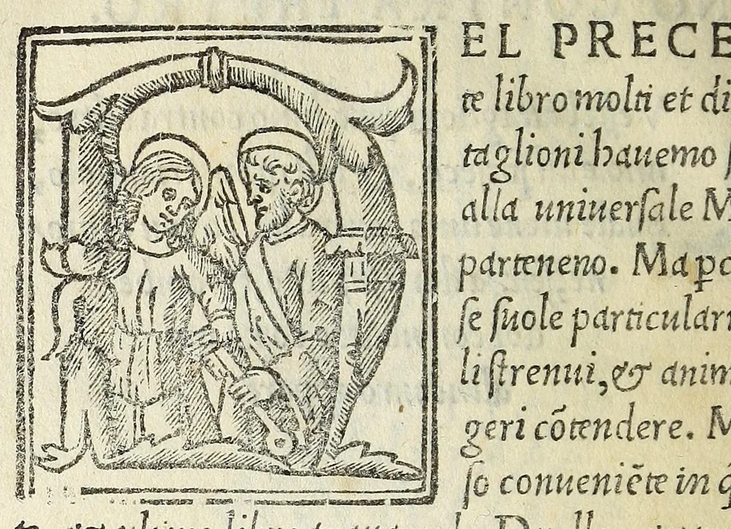 An illustration from Vallo : libro cõtinente appertenentie ad capitanii, retenere & fortificare una citta cõ bastioni, con noui artificii de fuoco aggionti, come nella tabola appare, & de diverse sorte poluere, et de expugnare una citta cõ põti, scale, argani, trõbe, trẽciere, artegliarie, caue, dare auisamenti senza messo allo amico, fare ordinanze, battaglioni, et ponti de disfida con lo pingere, opera molto utile con la experientia de larte, 1528, leaf 126