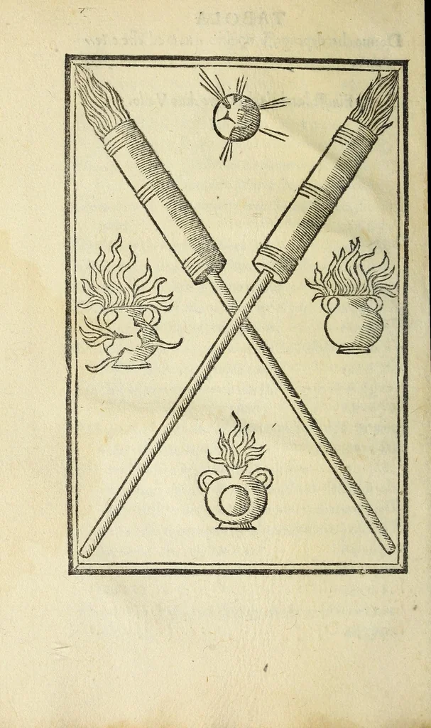 An illustration from Vallo : libro cõtinente appertenentie ad capitanii, retenere & fortificare una citta cõ bastioni, con noui artificii de fuoco aggionti, come nella tabola appare, & de diverse sorte poluere, et de expugnare una citta cõ põti, scale, argani, trõbe, trẽciere, artegliarie, caue, dare auisamenti senza messo allo amico, fare ordinanze, battaglioni, et ponti de disfida con lo pingere, opera molto utile con la experientia de larte, 1528, leaf 14