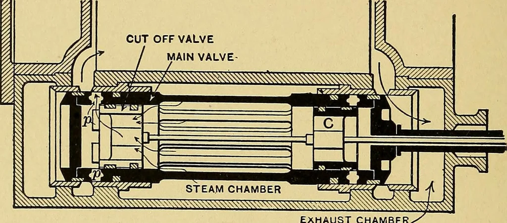 An illustration from Valve setting: simple methods of setting the plain slide valve. Meyer cut-off. Corliss. and poppet types, 1908, leaf 107