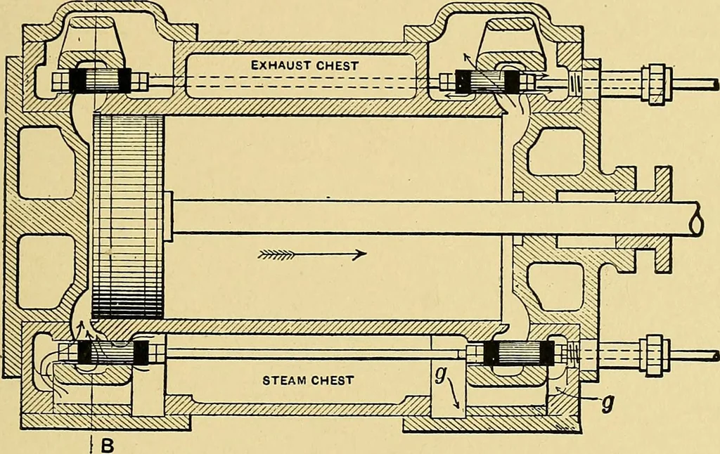 An illustration from Valve setting: simple methods of setting the plain slide valve. Meyer cut-off. Corliss. and poppet types, 1908, leaf 116