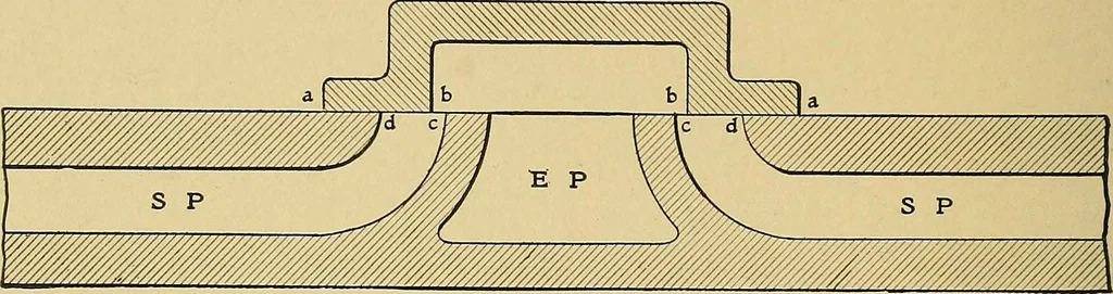 An illustration from Valve setting: simple methods of setting the plain slide valve. Meyer cut-off. Corliss. and poppet types, 1908, leaf 27