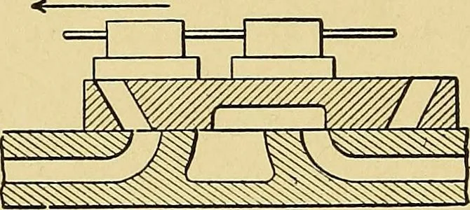 An illustration from Valve setting: simple methods of setting the plain slide valve. Meyer cut-off. Corliss. and poppet types, 1908, leaf 55