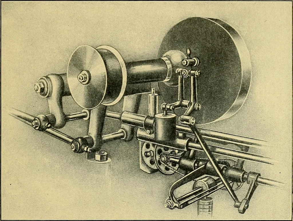 An illustration from Valve setting: simple methods of setting the plain slide valve. Meyer cut-off. Corliss. and poppet types, 1908, leaf 90