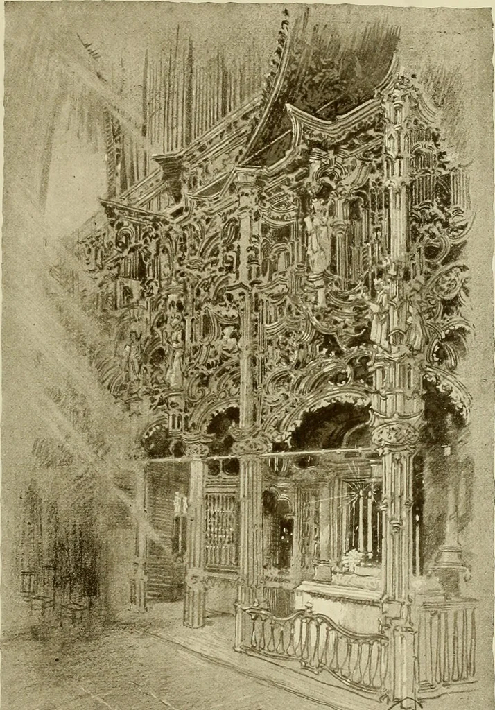 An illustration from Vanished towers and chimes of Flanders, 1916, leaf 104