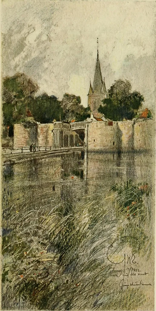 An illustration from Vanished towers and chimes of Flanders, 1916, leaf 142